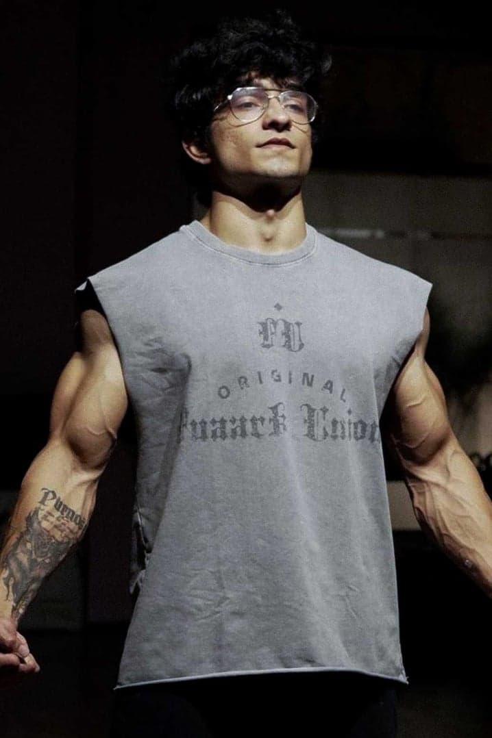 Shadow Washed Capsleeves Tank Light Grey