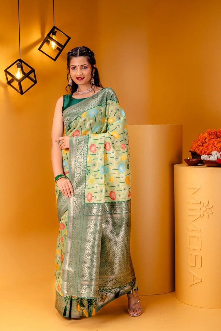 Mimosa Women's Woven Design Repated Style Art Silk Saree With Blouse Piece : SA00001583PSFREE