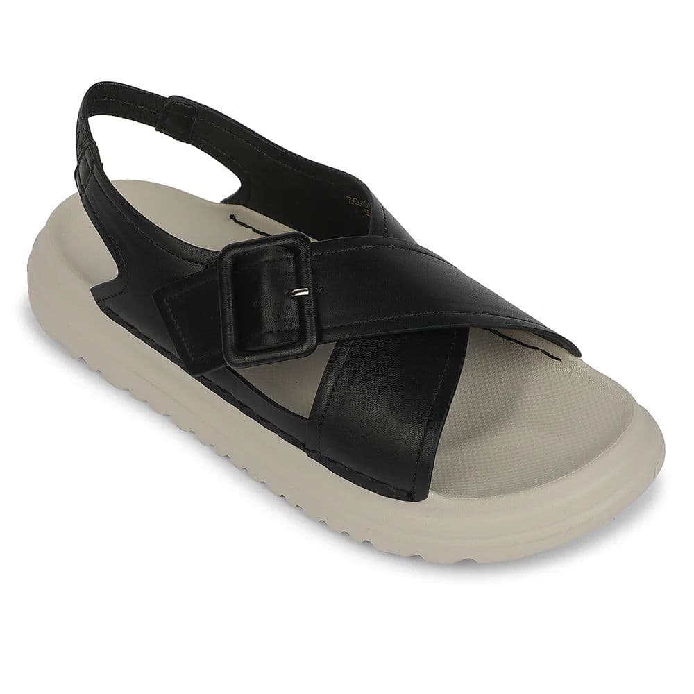 Healers Black Casual Flat Sandal for Women ZQ-DMSN-06 by Liberty