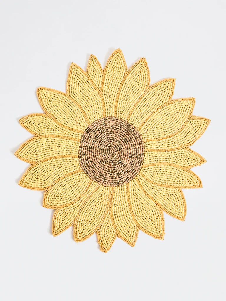 Westside Home Yellow Sunflower Beaded Placemat