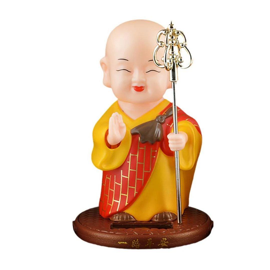 Positive Energy Monk Decor | Solar-Powered Buddha Monk Figurine
