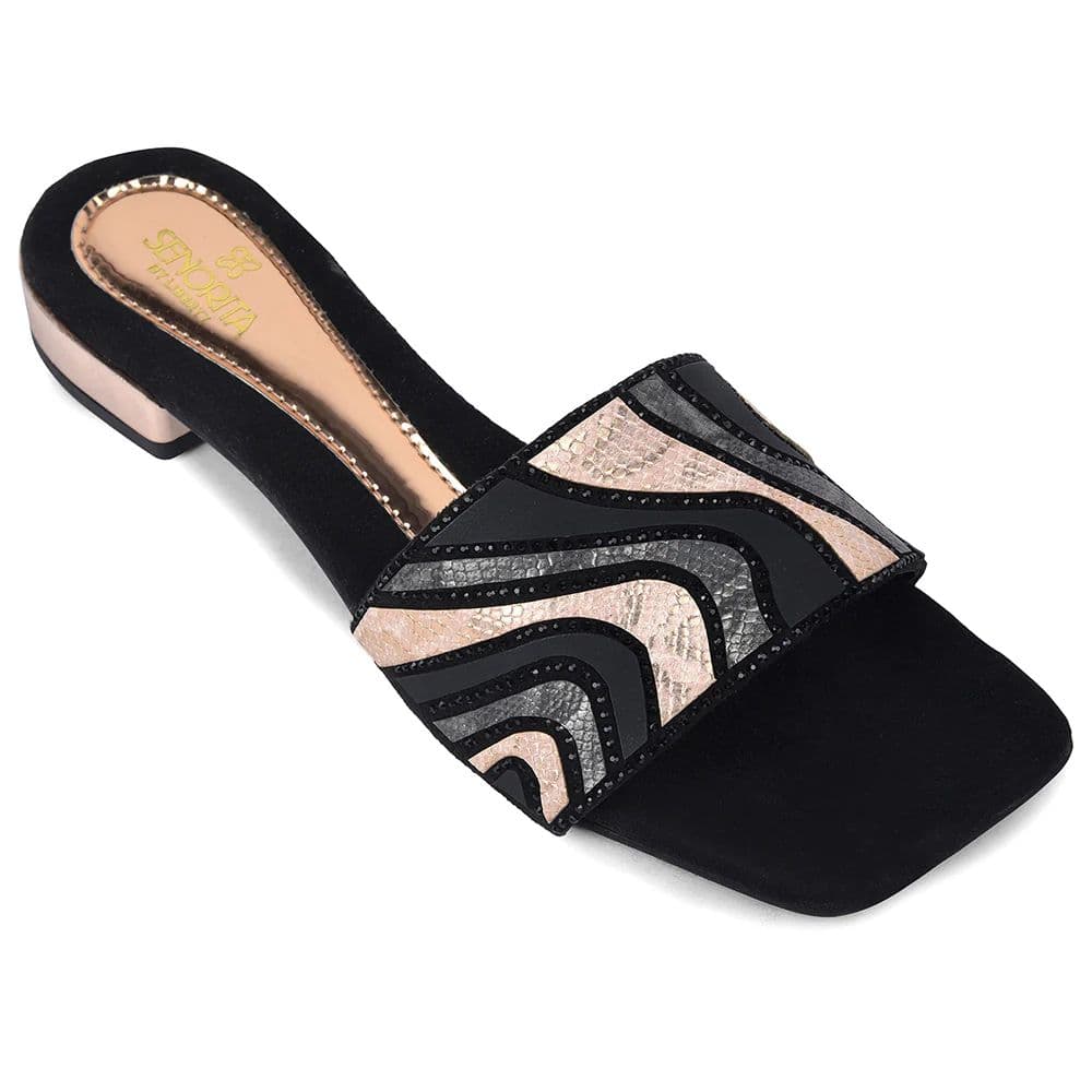 Senorita STY-153E Black Casual Slip on Slippers for Women