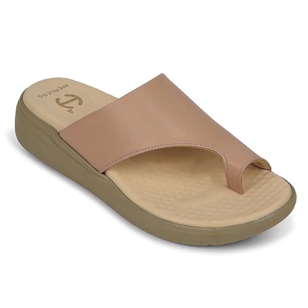 Healers Beige Casual Toe Ring Slipper For Women ZUBIE-3E By Liberty