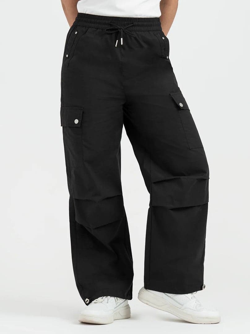 Cargo Pants for Women in Black | Parachute Full Length Pants