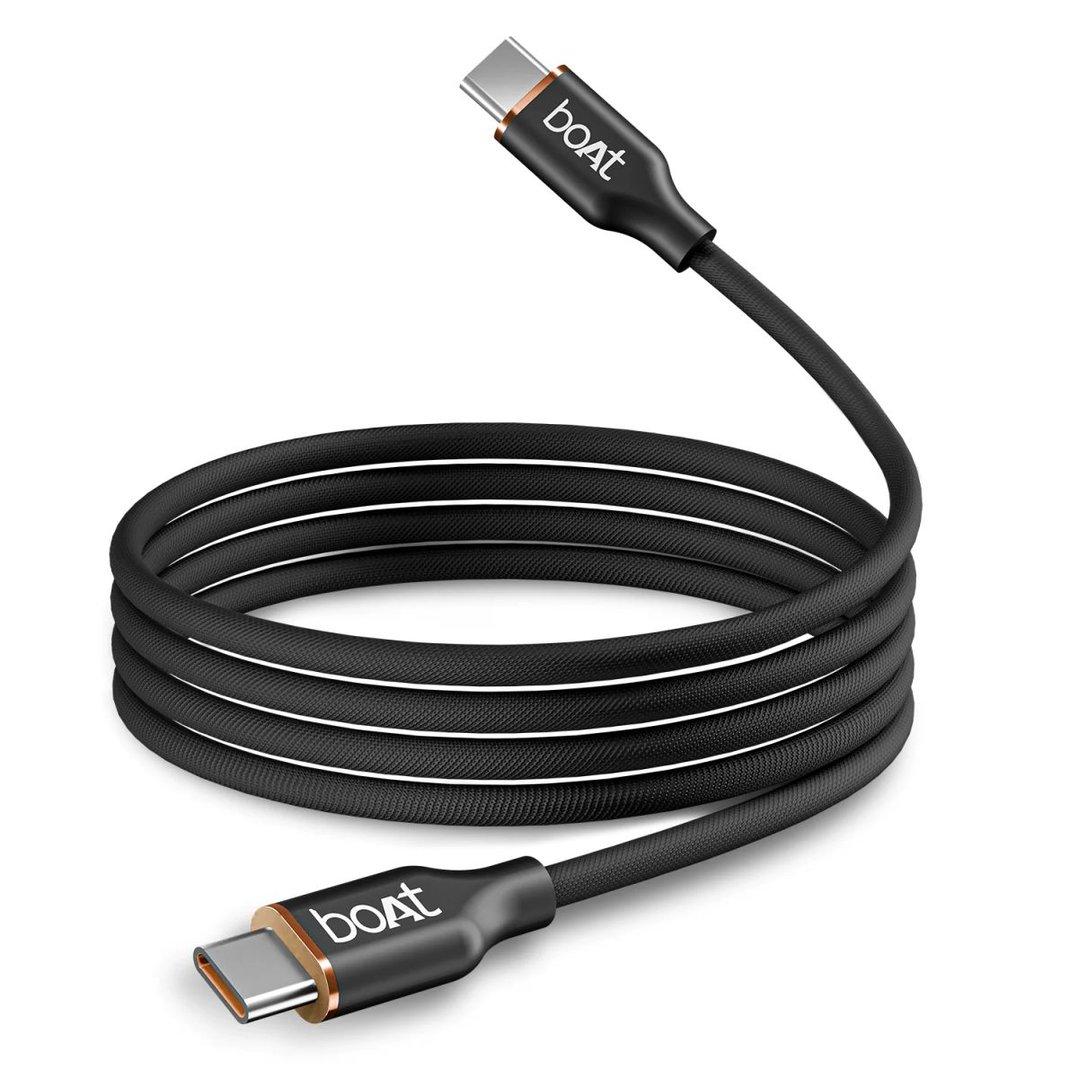 boAt Type C C800 Magna Cable | Charging Cable with 3A Fast Charging, Tangle-free Cable, 480 Mbps Data Sync, 10,000+ Bends Lifespan