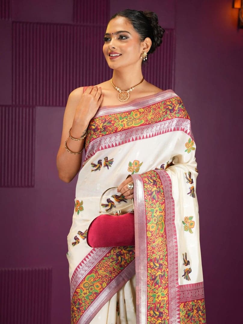 Mimosa Women's Woven Design Banarasi Style Art Silk Saree With Blouse Piece : SA00001992HWFREE