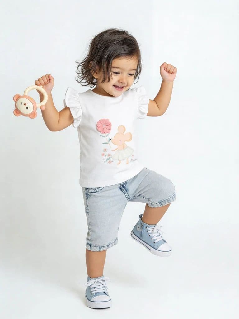 HOP Baby Girls Light Blue Denim Shorts