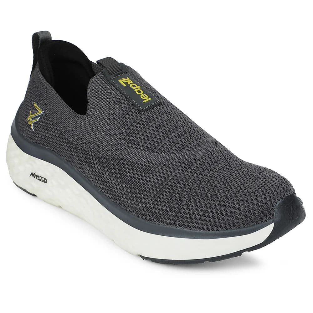 Leap7x Dark Grey Sports Non Lacing Walking Shoes For Men NITRUN-2 By Liberty