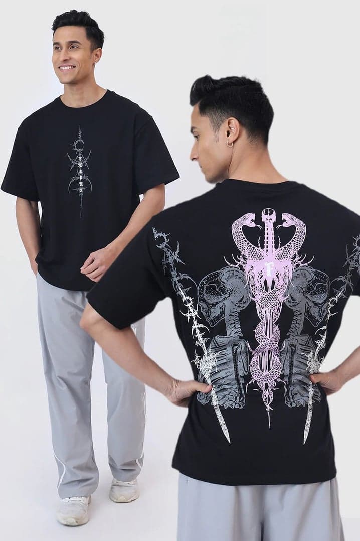 Twin Sword Oversized T-shirt Black