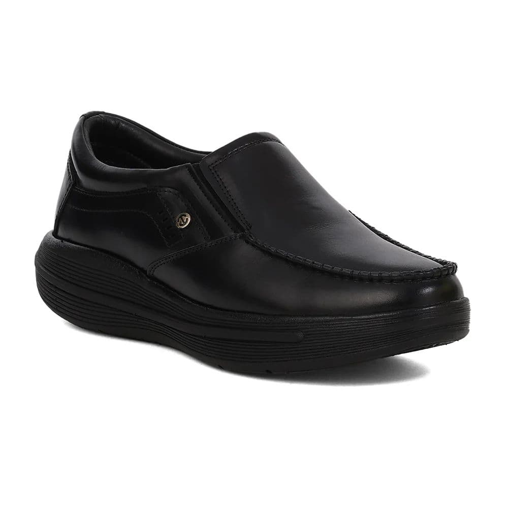 Healers LER-2 Men's Black Leather Formal Shoes with GEL INSOLE & Elastic Comfort