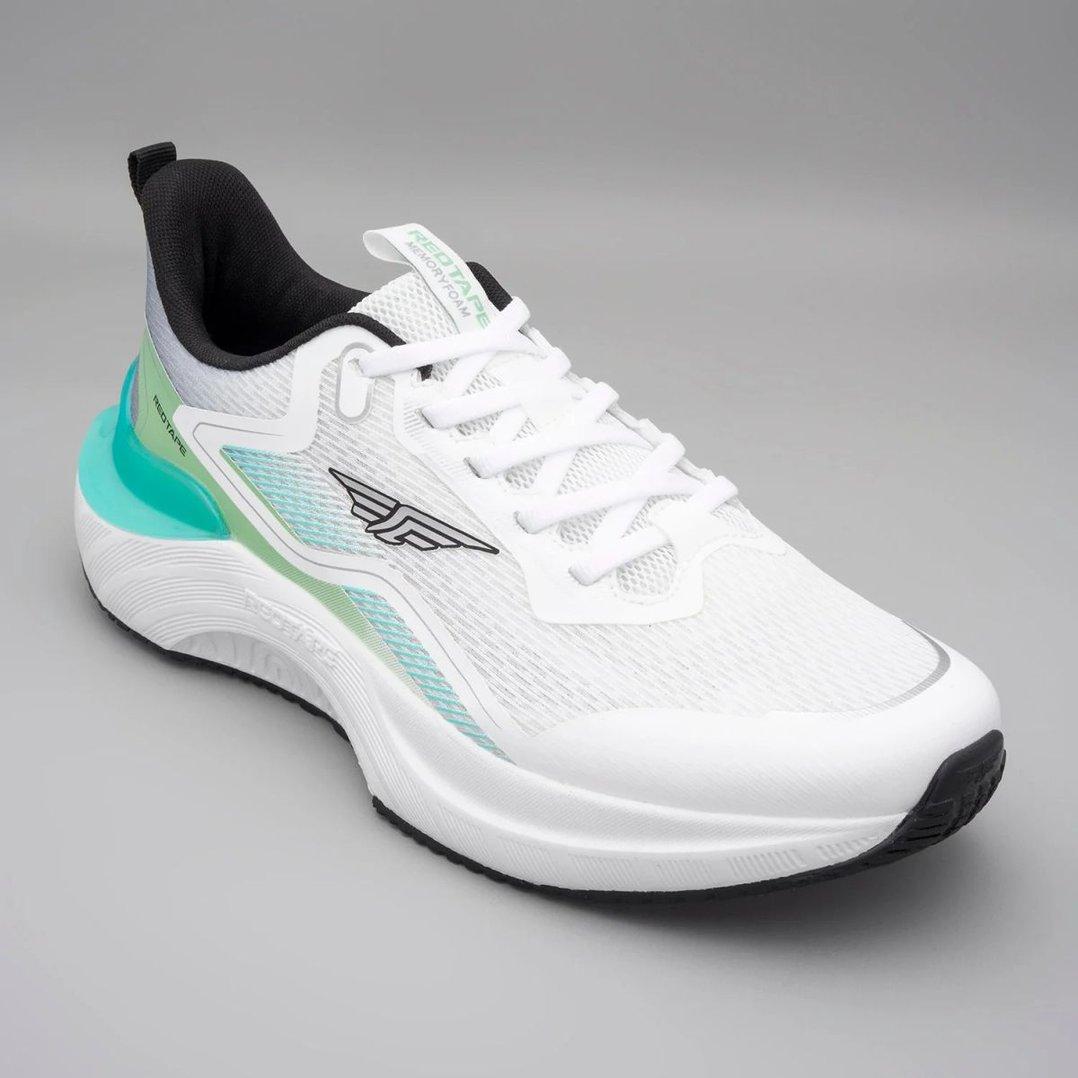 White & Sea Green Sports Shoes for Men